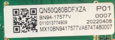 MAIN PARA SMART TV SAMSUNG 4K / NUMERO DE PARTE BN94-17577V / BN41-03014A / BN9417577V / 17577V / BN97-19592C / PANEL CY-TB050HMAV1H / DISPLAY BN96-52426A / BN96524296A / MODELO QN50Q80BDFXA - Imagen 2
